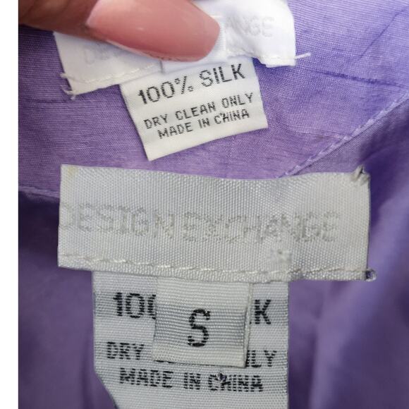 Design Exchange Quilted Lavender Amethyst 100% Silk Jacket Blazer Coat Small - Picture 4 of 7